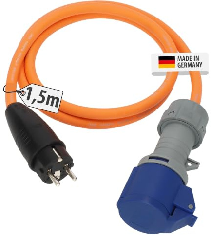 Brennenstuhl Camping Adapterkabel mit Schutzkontakt-Stecker und CEE-Kupplung mit LED Spannungsanzeige (1,5m Kabel, H07RN-F 3G2,5, 230V/16A, ständiger Einsatz im Außenbereich IP44, Made in Germany)