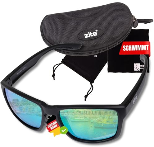 Zite Fishing Polarisationsbrille | Culo | Polbrille Angeln verspiegelt | UV400 & Schwimmfähig | Ultraleichte Angelbrille mit Hardcase & Tasche | Angelbrille polarisiert zum Angeln, Fishing Glasses