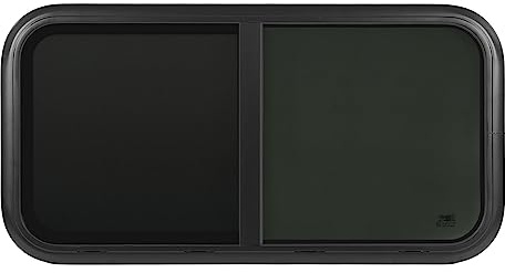 Kelawoly Fenêtre Coulissante Horizontale pour Camping-Car, Cadre en Aluminium Noir, Verre trempé, 36,6 X 18,9 Pouces pour Remorques et Camping-Cars (pour Une épaisseur de paroi de 33 à 38 mm/1,3)