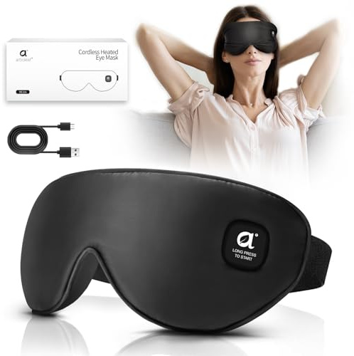 arboleaf Rechargeable Heated Eye Mask for Dry Eyes, Warm Compress for Eyes | Blepharitis Eye Mask, 3 Temperature Modes, Washable Cover, Gifts for Women Men