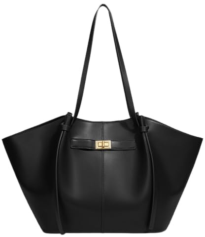 Adius Handtasche Groß Tote Bag Damen,Shopper Tasche Damen Groß, Tote Bag Damen, Handbag Mit Abnehmbarer Schlaufe,für Arbeit Schule Einkauf Reisen Büro (Schwarz)
