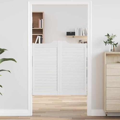 LoogCape Coppia di porte a battente in legno di pino massiccio bianco, 100 x 100 cm, lamelle interne, per porta di appartamento e ingresso, con telaio a telaio, isolamento acustico