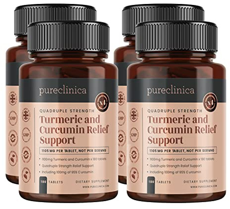 Turmeric & Curcumin 1100mg – Extra High Strength 95% Curcuminoids with Black Pepper for Maximum Absorption – 720 Tablets (4 x 180) - 24-Month Supply – 400% Stronger Potency