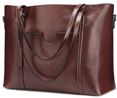 S-ZONE Women's Vintage 3-Way Genuine Leather Tote Shoulder Bag Handbag Fashion Handbag Messenger Bag