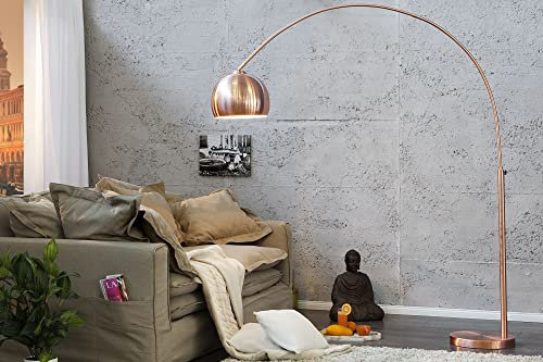 Licht-Erlebnisse Standlampe 170cm Retro elegant gebogen bewegliche Kugel Schirm Wohnzimmer Esszimmer Leuchte Kupfer