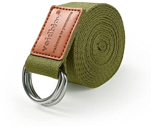 voidbiov D-ring buckle yoga strap, durable cotton adjustable stretch belt perfect for holding positions, enhance flexibility and physiotherapy