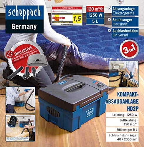 Scheppach Kompakt-Absauganlage Absaugsystem 3in1 HD2P