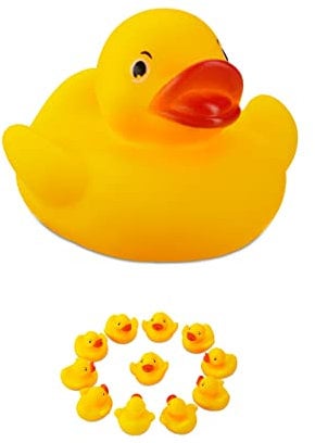 relaxdays 120 x Badeente 5 cm, klassisches Quietscheentchen für die Badewanne, Badespielzeug für Groß und Klein, Gummiente, gelb