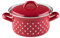 Riess, 0126-077, Casserole avec couvercle, COUNTRY – POCHES ROUGE, diamètre 12 cm, hauteur sans couvercle, 7,3 cm, contenance 0,5 litres, émail, rouge/blanc, induction