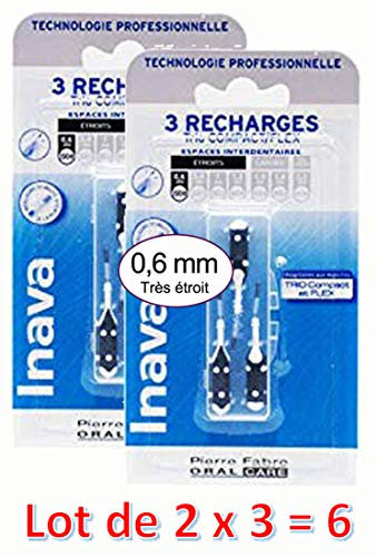Inava Brossettes 0.6 mm Trio Compact et Flex Espaces Étroits lot de 2 x 3 = 6 recharges