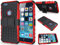 PIXFAB Compatible With Apple Iphone 7 Plus & iPhone 8 Plus - Red Dual Layer Hybrid Tough Rugged Armor Case With Built-in Kickstand & Detachable 2 in 1 Shockproof Phone Case Cover + Screen Protector
