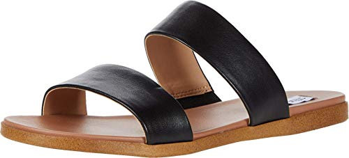 Steve Madden Damen Dual Flache Sandale, Schwarz Leder, 39 EU