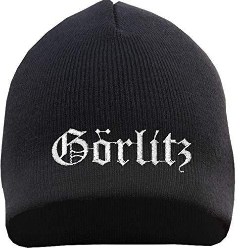 sostex Görlitz Beanie Mütze - Altdeutsch - Bestickt - Strickmütze Wintermütze Einheitsgröße Schwarz