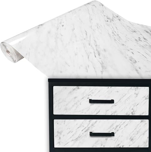 DecoMeister Papel Adhesivo Imitacion Marmol Para Pared Puertas Mesa Armario Vinilo Autoadhesivo Para Muebles Encimera Para Forrar Lámina Para Cocina En Rollo 90 x 100 cm Carrara Gris Por Metros
