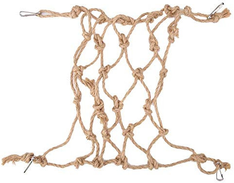 Fdit Parrot Birds Toys Hemp Rope Large Climbing Net Parrot Climbing Hemp Rope Net with Hook for Parrot Budgie Parakeet Cockatiel Conure Lovebird(Small)