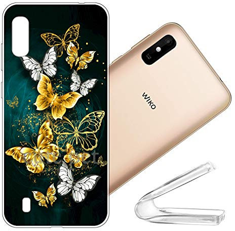 vingarshern Coque WIKO Y81 Housse Cover Anti Choc Protection,Ultra Fine Bumper Case Étui Wiko Y81 Coque en Silicone Souple Back Couverture,Papillon doré