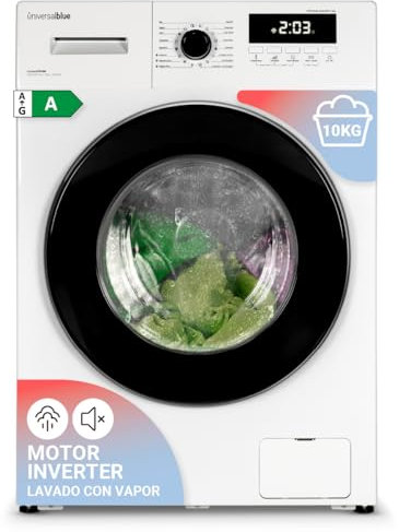 UNIVERSALBLUE Lavadora 10kg con Display Motor Inverter Silencioso | Bajo Consumo Clase A | 16 Programas De Lavado | 1400rpm | ECO | ENVÍO Y SUBIDA A PLANTA INCLUIDO