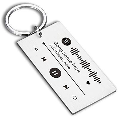 Jinlinjew Nome della canzone personalizzata Cantante Codice Spotify Portachiavi Portachiavi con codice musicale personalizzato per regalo di coppia fidanzata fidanzata