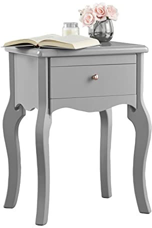 Sorrento Table de Chevet Grise avec tiroir et poignée dorée Style Vintage