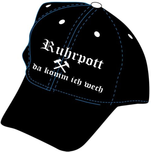 Fanshop Lünen Basecap Ruhrpott Kappe Cap mit Stick - da komm ich wech - Baseballcap Mütze Fahne Pott, Schwarz, Einheitsgröße