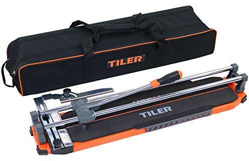 TILER 25 Inch Manual Tile Cutter, Professional Procelain Ceramic Tile Cutter with Free Bag, Removable Scale & Tungsten Carbide Cutting Wheel, Anti-Skid Feet 8106X