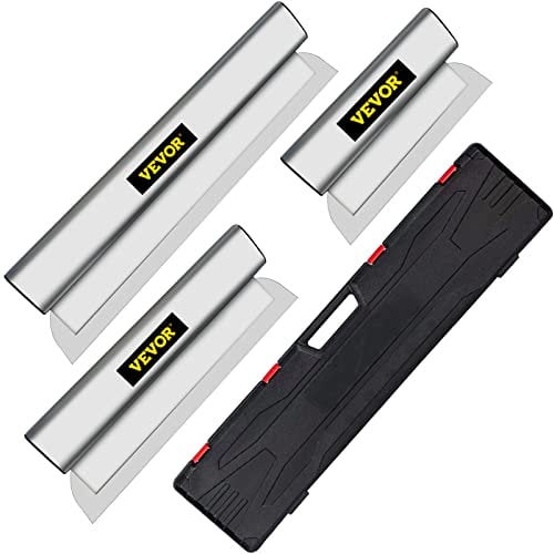 VEVOR Drywall Skimming Blade Set,10+16 +24 Blades,European Stainless Steel Construction Knife, Aluminum Blade Profile Smoothing Knockdown Spatula for Gyprock/Drywall/Wall-Board