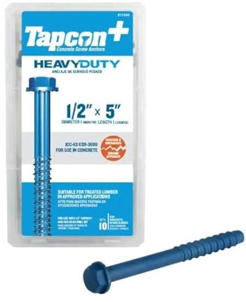 Tapcon+ 1/2 in. x 5 in. Heavy Duty Screw Anchors 10CT