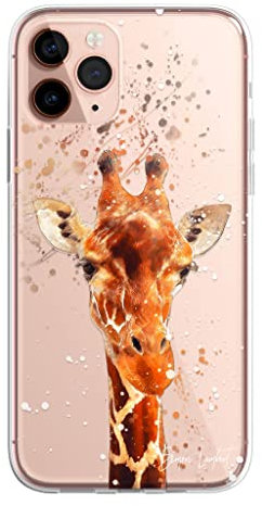 SmartGiftShop Giraffe Case - Cute Family Splatter Art CLEAR Phone Cover With Exclusive Artwork for iPhone 12 Mini - 1 Giraffe Brush