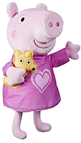 Peppa Pig Peppa Französisch Singendes Plüsch-Wiegenlied mit Bär, 3 Lieder, 3 Sätze, ab 3 Jahren, Mehrfarbig