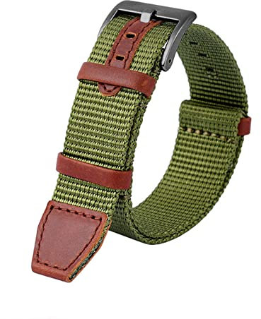 SKM Nylon-Armband für Hamilton H69439931 H69439411 Armband 20 mm 22 mm Marke Freizeit Uhrenarmb?nder (Farbe: Armeegrün schwarz, Gr??e: 20 mm)