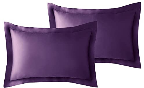 Soft Micro Polyester Bed Set with Crushed Velvet Band Durable Duvet Cover Set Shape-Retaining [Oxford PC, Purple]