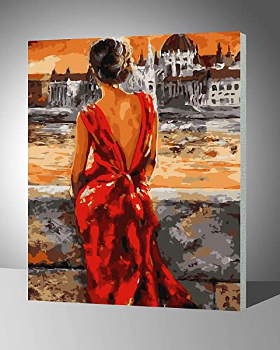 LukFun Kit de peinture par numéros pour adultes - Peinture acrylique par numéro sur toile encadrée - 30 x 40 cm (voyage romantique, encadré)