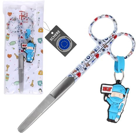 Ph Pro Heat Ciseaux Infirmier - Infirmiere Accessoires - Ciseaux Bout Rond pour Usage Professionnel ou Domestique - Materiel Infirmiere Acier Inoxidable -Ciseau Droits pour Infirmiere (Infirmières).
