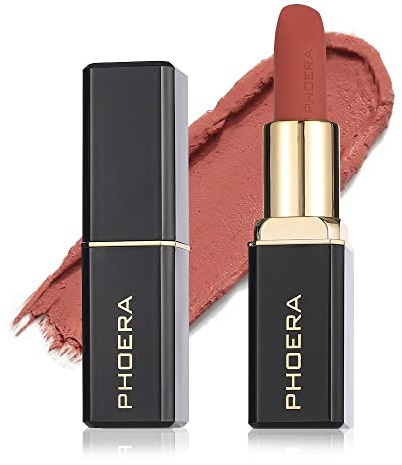 Phoera Non Transfer Lipstick Waterproof, smudge-proof and mask-proof feeling weightless Pigmented Formula Long-Lasting Lipstick That Are Mask, Sweat, And Pizza-Proof. (08 Cassie)