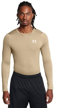 Under Armour Armour HeatGear Compression Long-Sleeve T-Shirt, (299) City Khaki / / Bianco, Large Uomo