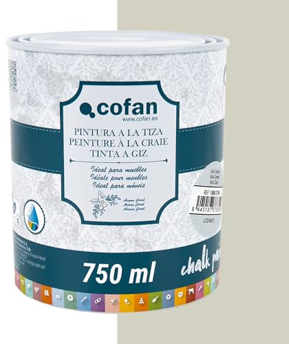 Cofan Pintura a la tiza chalk paint | Adecuada para restauración y decoración de muebles | 750 ml (GRIS CENIZA)