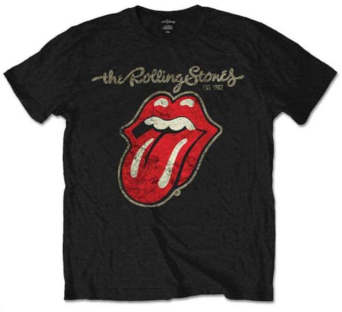 Rolling Stones The Maglietta Lingua in Cotone per Bambini/Ragazze, Nero , 11-12 Anni