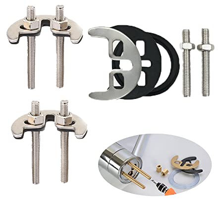 UtySty Set di 3 dadi di montaggio per rubinetto e rondella Staffa a doppio foro di fissaggio Kit di fissaggio anti-allentamento Guarnizione Dadi di bloccaggio Bullone per rubinetto da cucina Lavello
