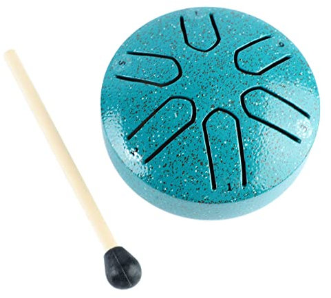 Tongue Drum Handpan-Trommel Zungentrommel aus Kohlenstoffstahl Mini 6 Noten Sorgenfreies Trommel-Percussion-Instrument mit Trommelstock für Anfänger (Grün)