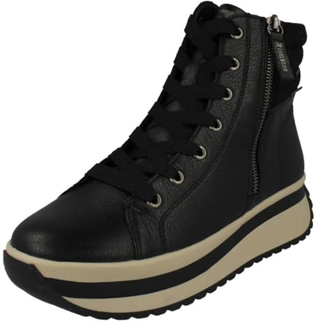 Rieker Ladies Chunky Platform Fleece Lined Ankle Boots W0962-00 - Black Leather - UK Size 6 - EU Size 39 - US Size 8