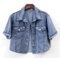 TOMPPY Denim Jackets Women, Women'S Short Sleeve Denim Jacket Vintage Distressed Lapel Button Down Cropped Denim Coat Summer Fashion Wash Faded Jean Biker Coat Tops For Ladies Girls,Light Blue,M