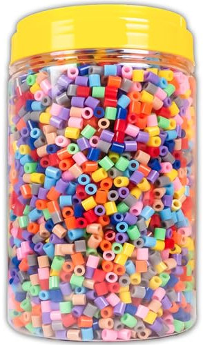 La Manuli Bügelperlen - 5000 Stück im Dose, Midi Größe 5mm, inklusive 2 Pinzetten, Steckperlen, Nachfüllset Bastelperlen Mit jeder Marke Beads kompatibel