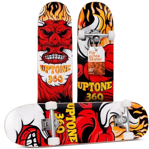 UpTone360 Skateboard für Jugendliche ab 14 Jahre – Hält bis zu 200 kg für atemberaubende Tricks, schnelle ABEC-9 Lager für Top-Geschwindigkeiten