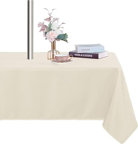 Fitable Tischdecke für den Außenbereich, waschbar, wasserdicht, knitterfrei, Tischdecke mit Reißverschluss und Schirmloch, für Frühling, Sommer, Party, Picknick, Grillen, Terrasse, 152,4 x 213,4 cm,