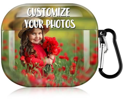 Sangkoo AirPod 3 Hülle Kompatibel mit AirPods 3 Generation Hülle Personalisierte Foto AirPod Hülle Schutzhülle Zubehör mit Karabiner AirPods 3 Generation Case, für AirPods 3