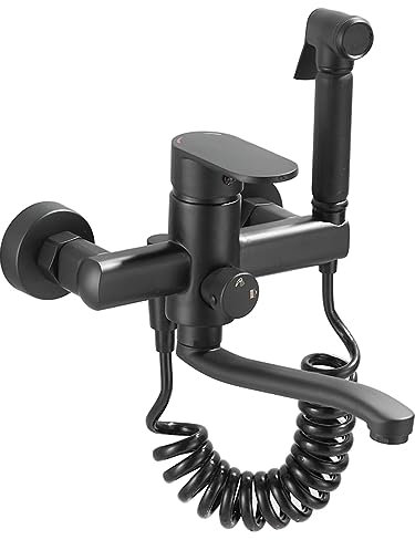 Robinet de cuisine extractible avec bec pivotant, robinet de cuisine à poignée unique, mitigeur de cuisine, noir, 30 cm