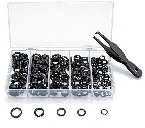 Milepetus Fishing Split Rings Kit: 250pcs Heavy Duty Steel Fishing Lure Making Ring Fishing Hook Connector Tackle(Black Split Mini Plier Set)