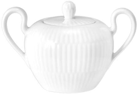 Seltmann Weiden Amina Zuckerdose | Dose mit Deckel für Zucker, Süßstoff und Kandis | Zuckerbehälter mit feinem Reliefmuster | Porzellan, Spülmaschinenfest (Weiß, 290 ml)