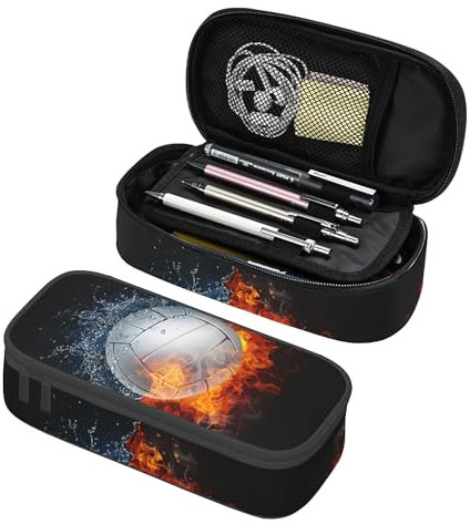 Sport-Volleyball-Federbox, schwarz, für Kinder, Teenager, Federmäppchen für Jungen und Mädchen, große Kapazität, Segeltuch, Stifthalter, Marker-Etui, tragbare Reise-Aufbewahrungstasche,