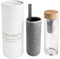 ZENITH BREW - Elegant Double Walled Glass Drinking Bottle with Stainless Steel Filter & Stylish Bamboo Lid